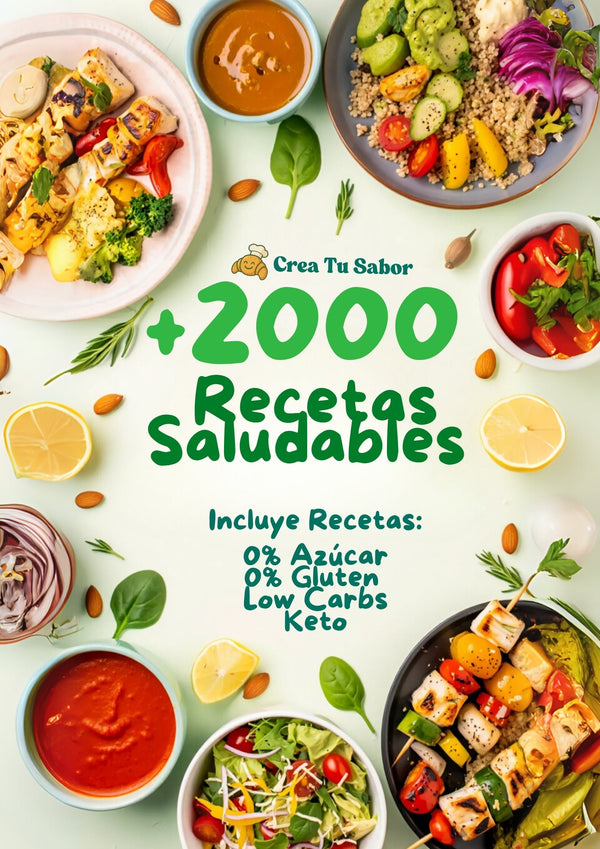 Portada de +2000 Recetas Saludables 0% Azúcar + 6 Bonos de Regalo