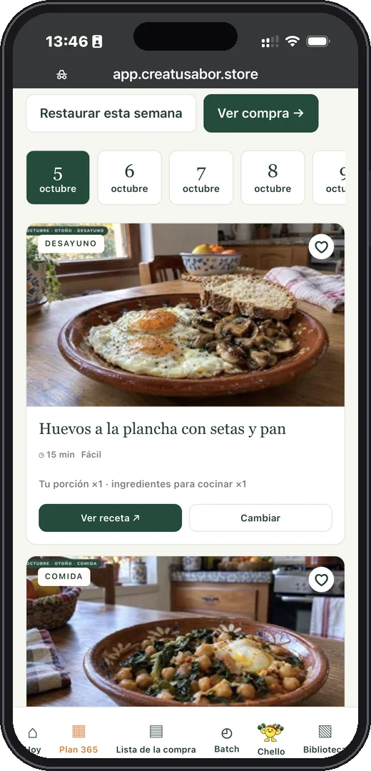 La app en el móvil